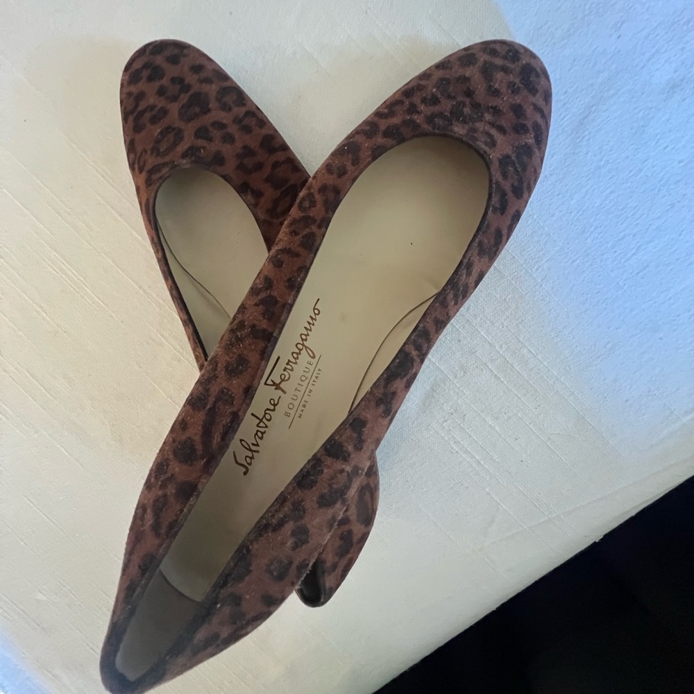 Salvatore Ferragamo Brown Leopard Flats- NEW